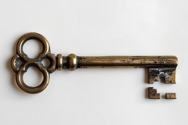 A close up of a key on a white surface