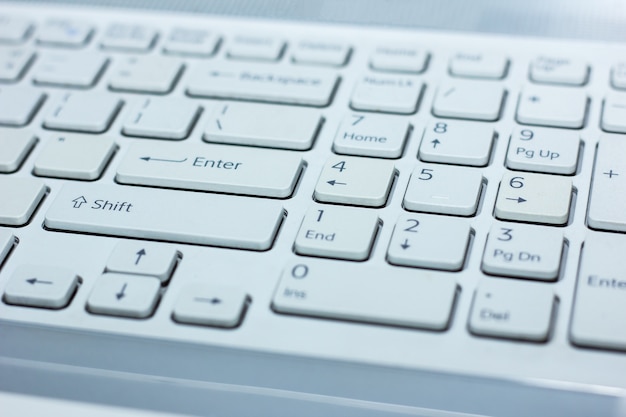 Close up of keyboard of a modern laptop