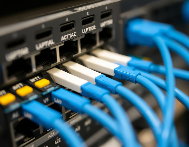 a close up of a keyboard with many wires