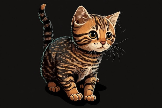 Close up of kitten sitting on black background generative ai