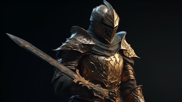 A close up of a knight's helmet with the word god on itgenerative ai