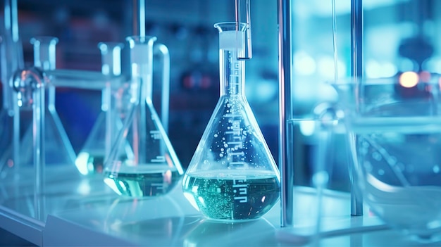 Close up of Laboratory Glassware and Test Tubes