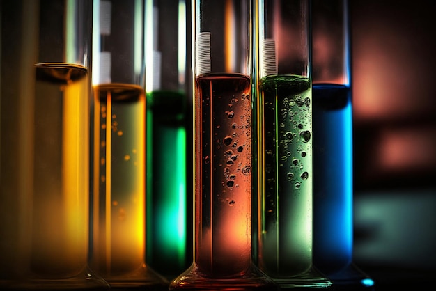 Close up of Laboratory Test Tubes Science Research Chemistry Experiment Analysis