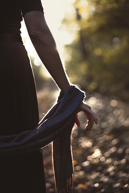 Close up lady arm and scarf concept photo