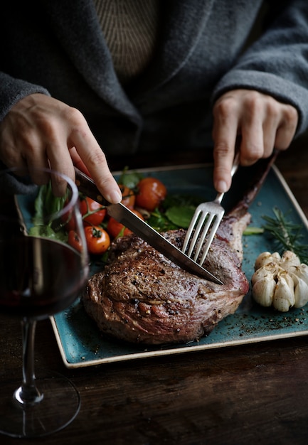 Close up of a lamb chop food photography recipe idea