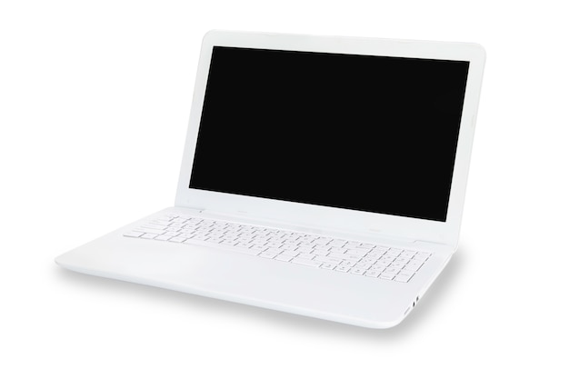 Close up laptop technology  with blank screen isolated