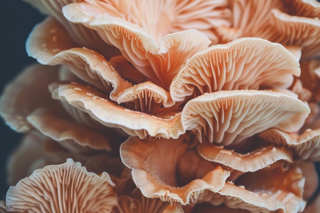 A close up of a large mushroom with a brownish color