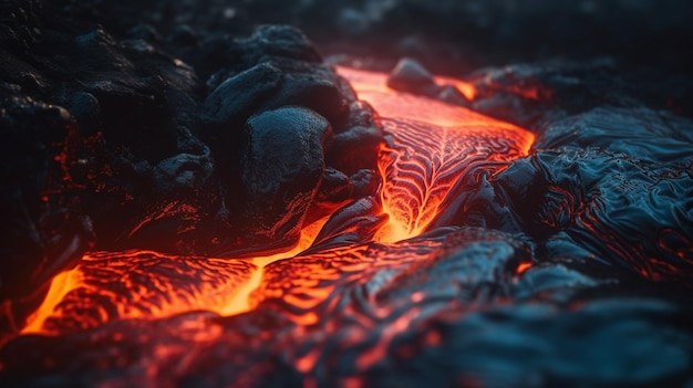 A close up of a lava flow with the words'lava flow'on the bottom right