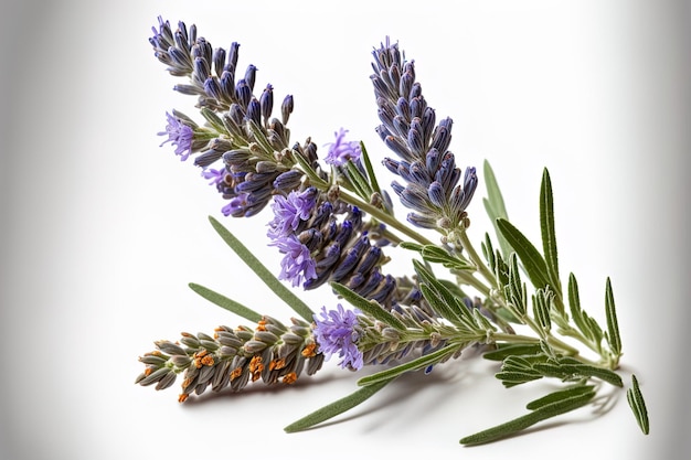 Close up of lavender blossoms Lavender flowers in a bunch isolated on a white background