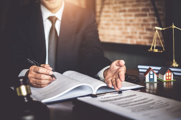 Close up lawyer businessman working pointing 