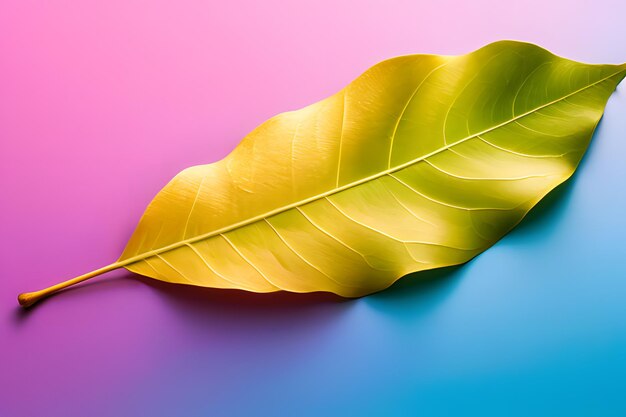 Close up leaf isolated on colorful background