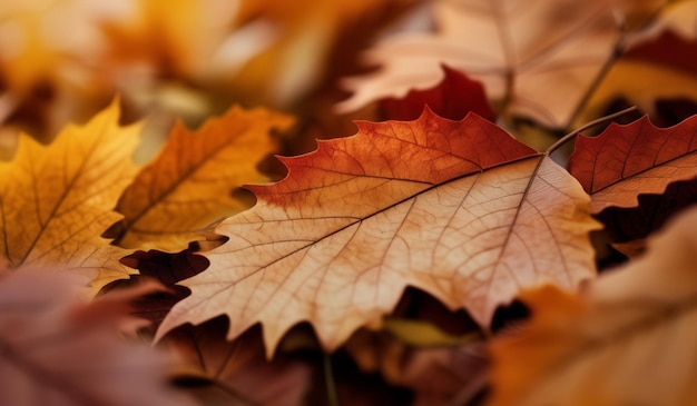 A close up of a leaf that is brown and red