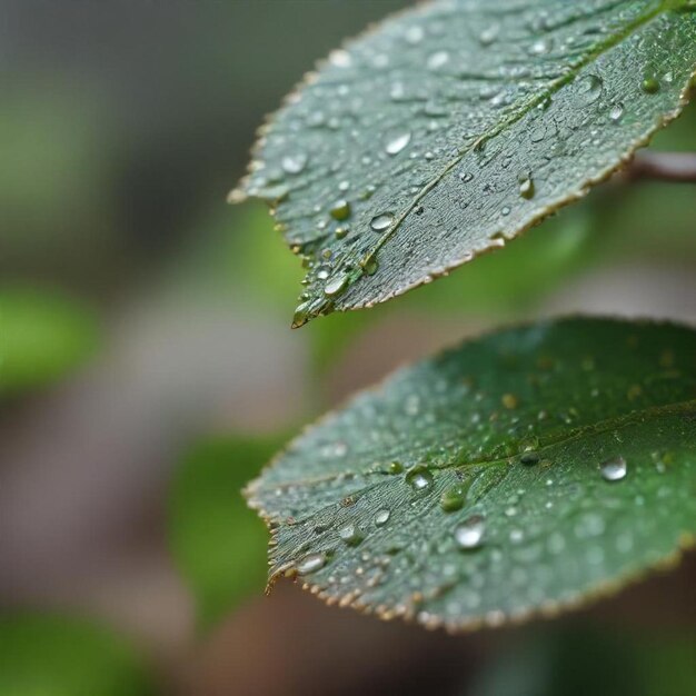 a close up of a leaf with water droplets on it