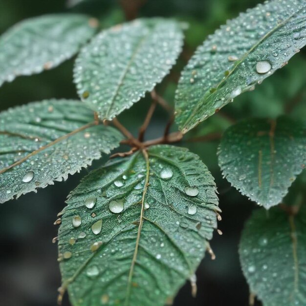 Photo a close up of a leaf with water droplets on it