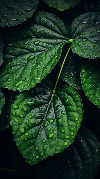 Photo a close up of a leaf with water droplets on it