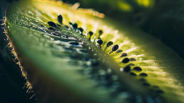 Photo a close up of a leaf with water drops on it