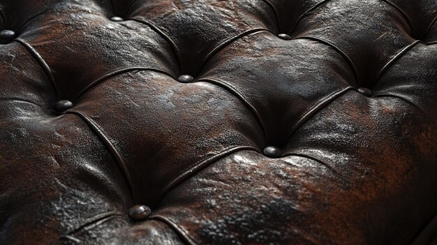 Photo a close up of a leather couch with a brown leather cover