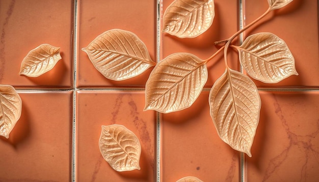 a close up of leaves with a leaf on it