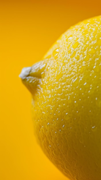 Close up of a Lemon on a Yellow Background