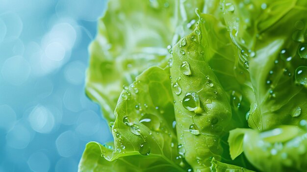 Photo a close up of a lettuce with water drops on it