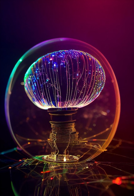 Close up of light bulb with inside generative ai