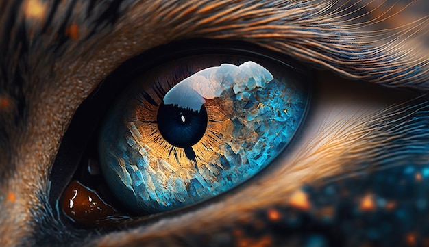 A close up of a lion eye