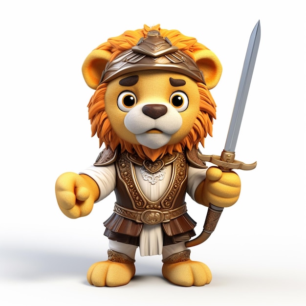 A close up of a lion with a sword and armor generative ai