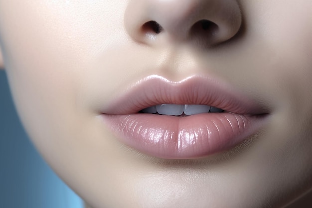 Close up of lips with hyaluronic acid