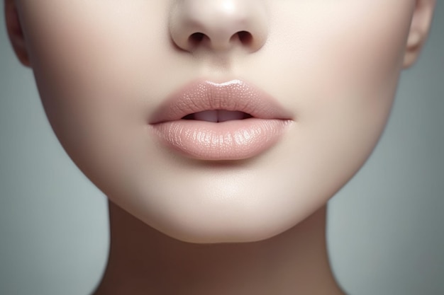 Close up of lips with hyaluronic acid