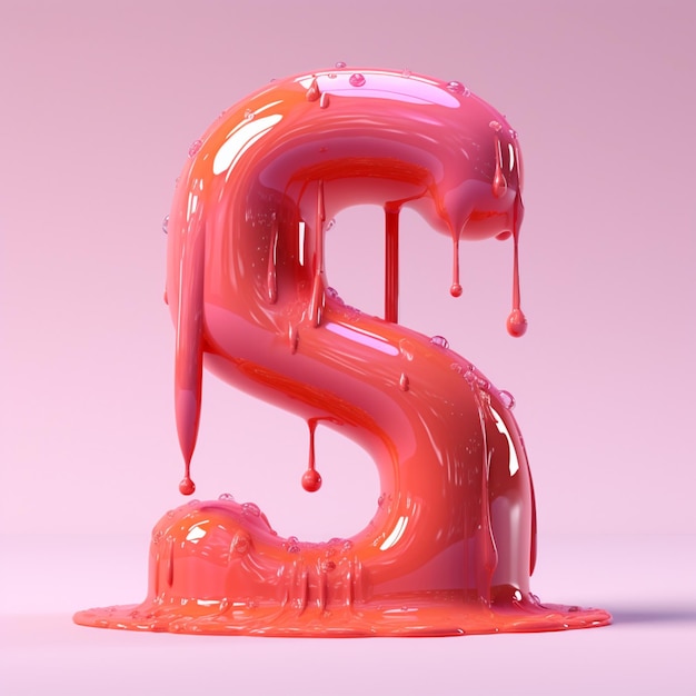 A close up of a liquid letter s with a dripping liquid generative ai