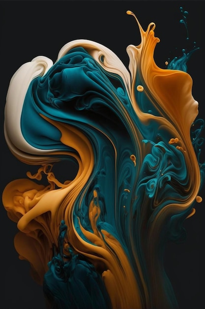 Close up of a liquid painting on a black background generative ai