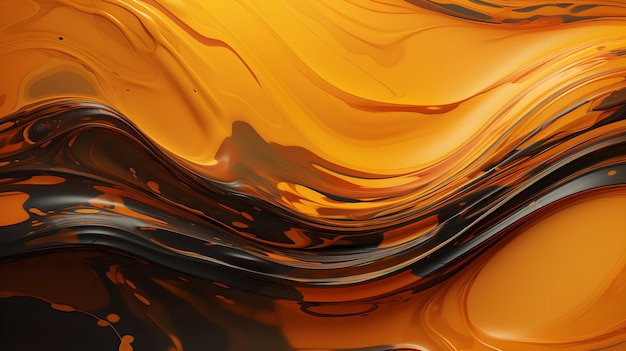 A close up of a liquid with a gold and black background