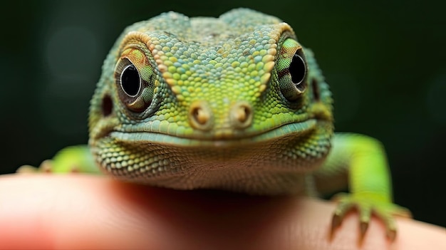 A close up of a lizard's face