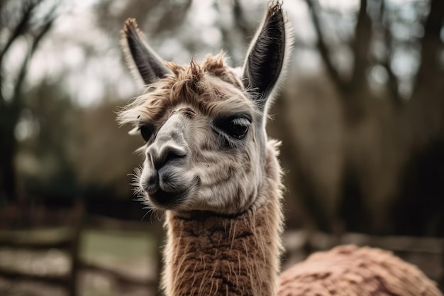 A close up of a llama looking ahead