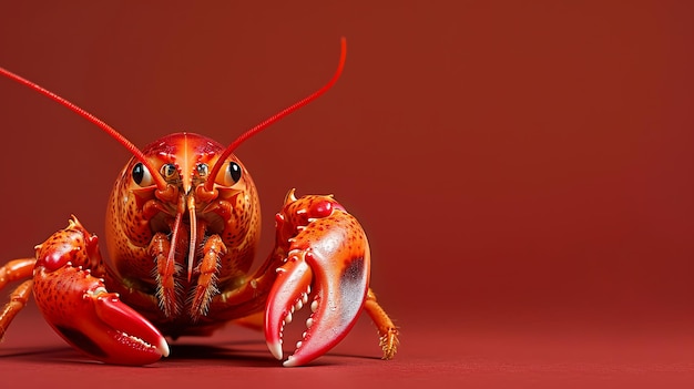 Photo a close up of a lobster on a red background