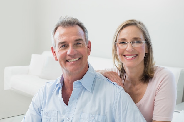 Close-up of a loving couple in the living room