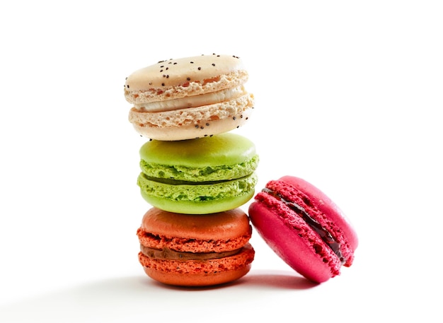 Close-up of macaroons against white background