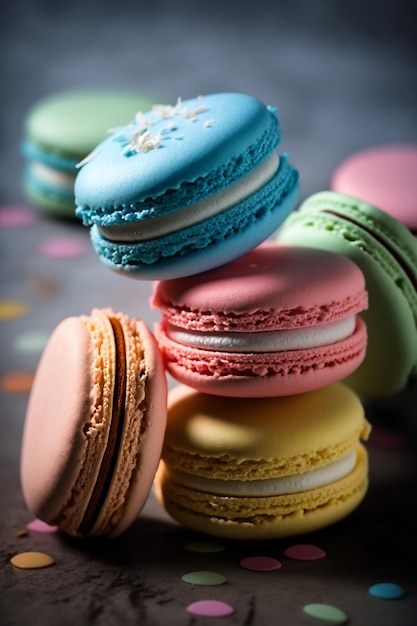 Close-up of macaroons on table