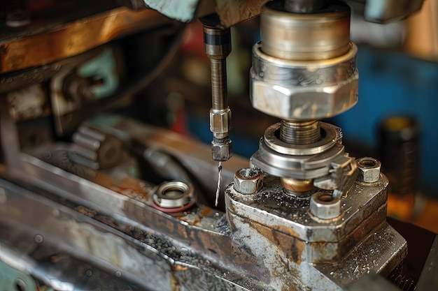 A close up of a machine with a tool in it