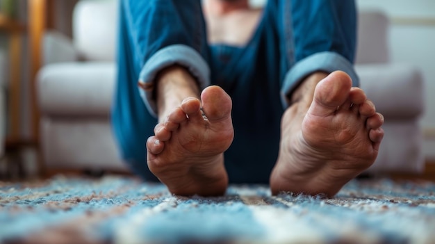 Photo close up of man s feet revealing complications from diabetes a common foot problem