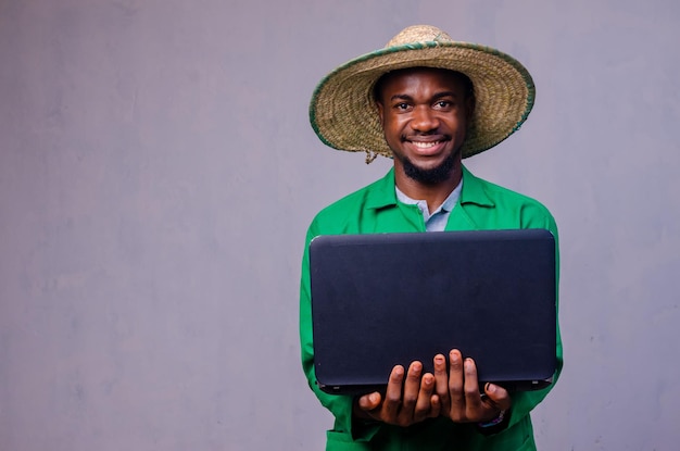 Close up of man using his laptop