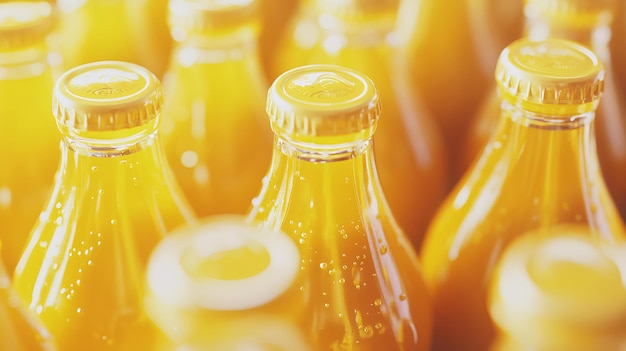 Photo a close up of many bottles of orange beer