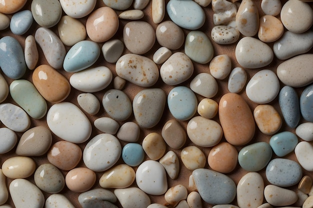 a close up of many different colored stones