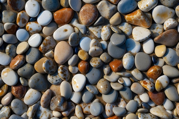 a close up of many different rocks and pebbles