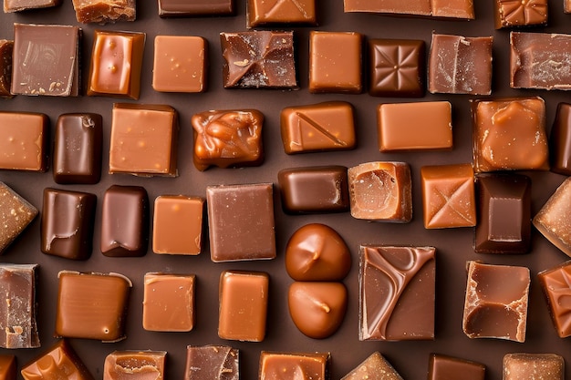 A close up of many different shaped chocolates