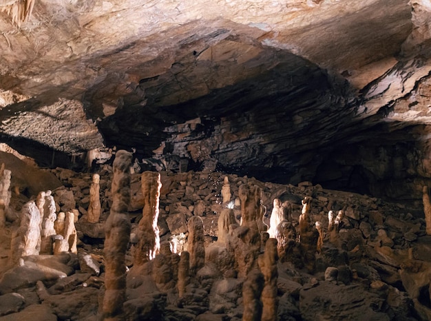 Close up of many stalagmite