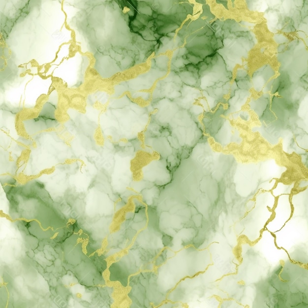 A close up of a marble surface with gold and green paint generative ai