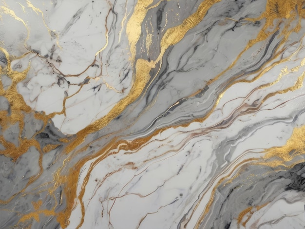 a close up of a marble with gold and white stripes