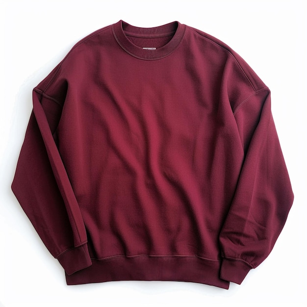 a close up of a maroon sweatshirt with a white background generative ai