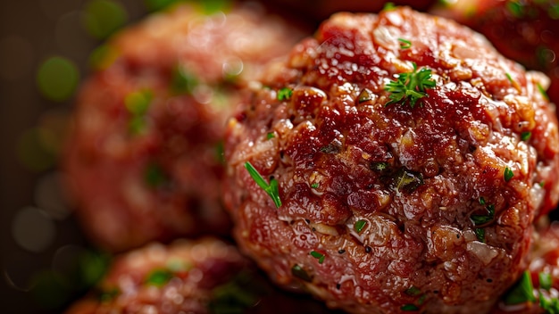 a close up of a meat with parsley on it